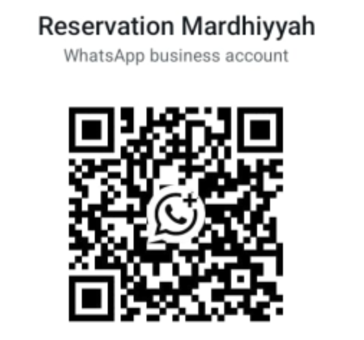 Reservation Mardhiyyah WhatsApp business account QR code